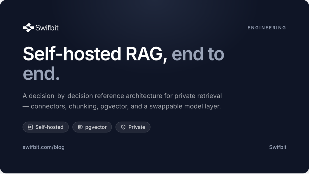 Swifbit blog cover: Self-hosted RAG, end to end